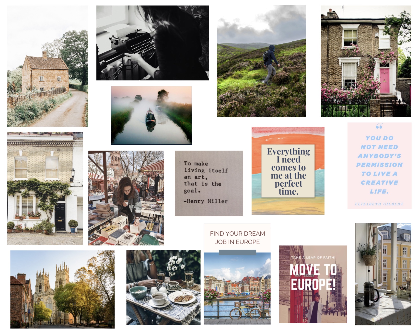 vision board for moving to England